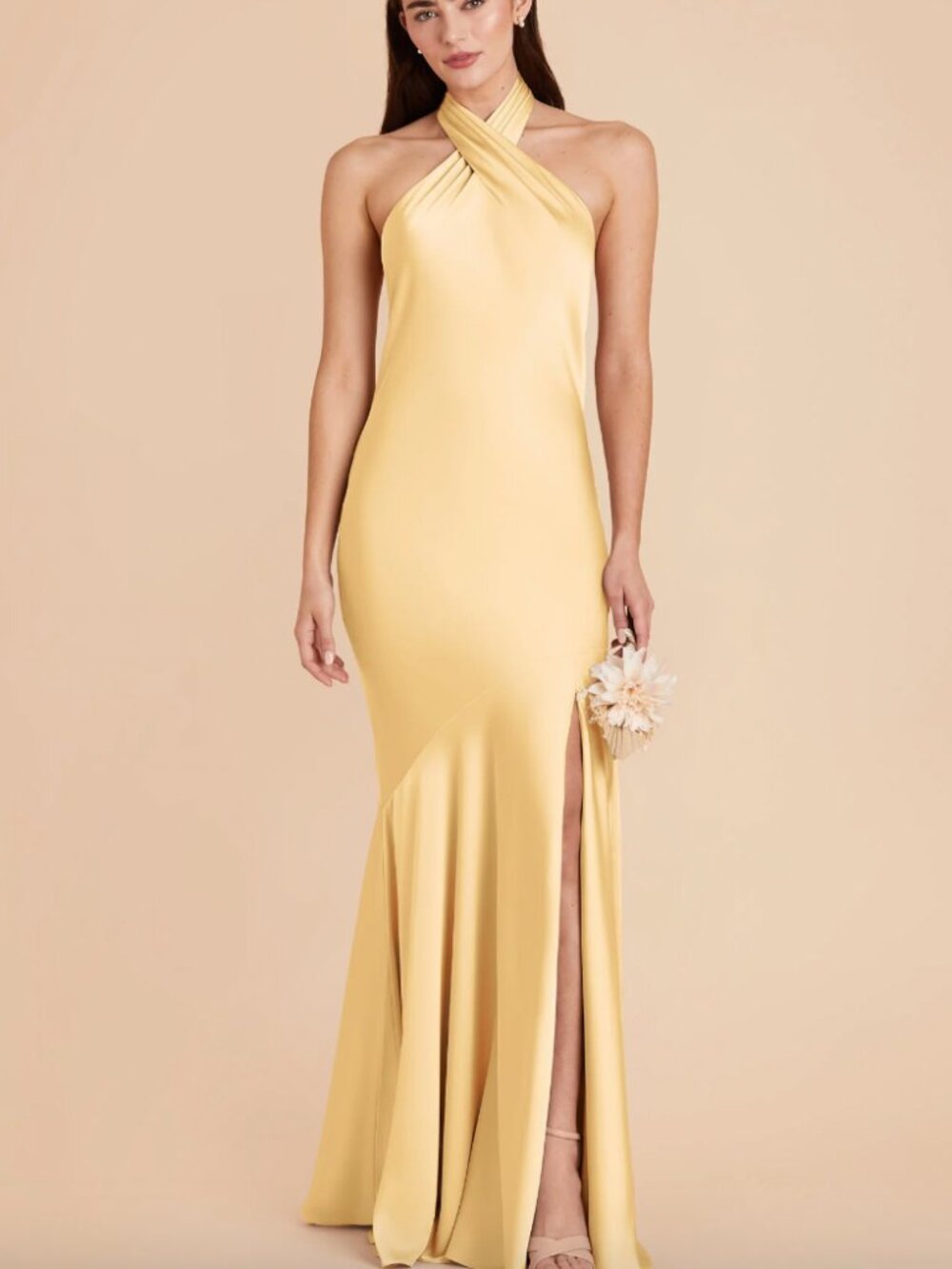 Birdie Grey Stephanie Dress in Matte Satin Butter Yellow XS NWT
